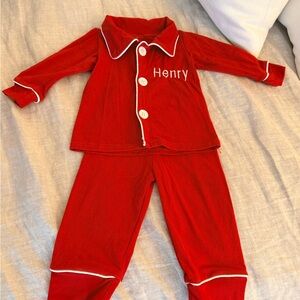 Christmas Pajamas with “Henry” Monogrammed - 6-12 month